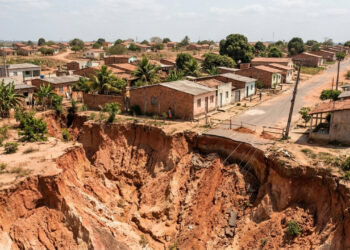Crateras de mais de 100 metros de profundidade estão avançando sobre uma cidade brasileira e já obrigaram moradores a abandonar suas casas