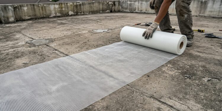 Os construtores garantem: colocar uma tela de fibra de vidro sobre o cimento é o melhor truque para impermeabilizar um terraço e evitar infiltrações