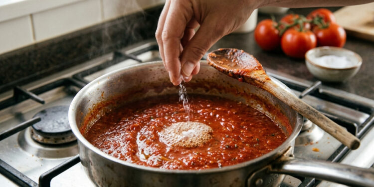 Cozinheiros italianos concordam: “Para tirar a acidez do molho de tomate, não use açúcar, mas uma pitada de bicarbonato”