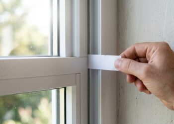Mão puxando uma tira de papel presa entre a janela de alumínio fechada e o batente para verificar possíveis falhas na vedação. - (Imagem gerada por inteligência artificial-ChatGPT/Olhar Digital)