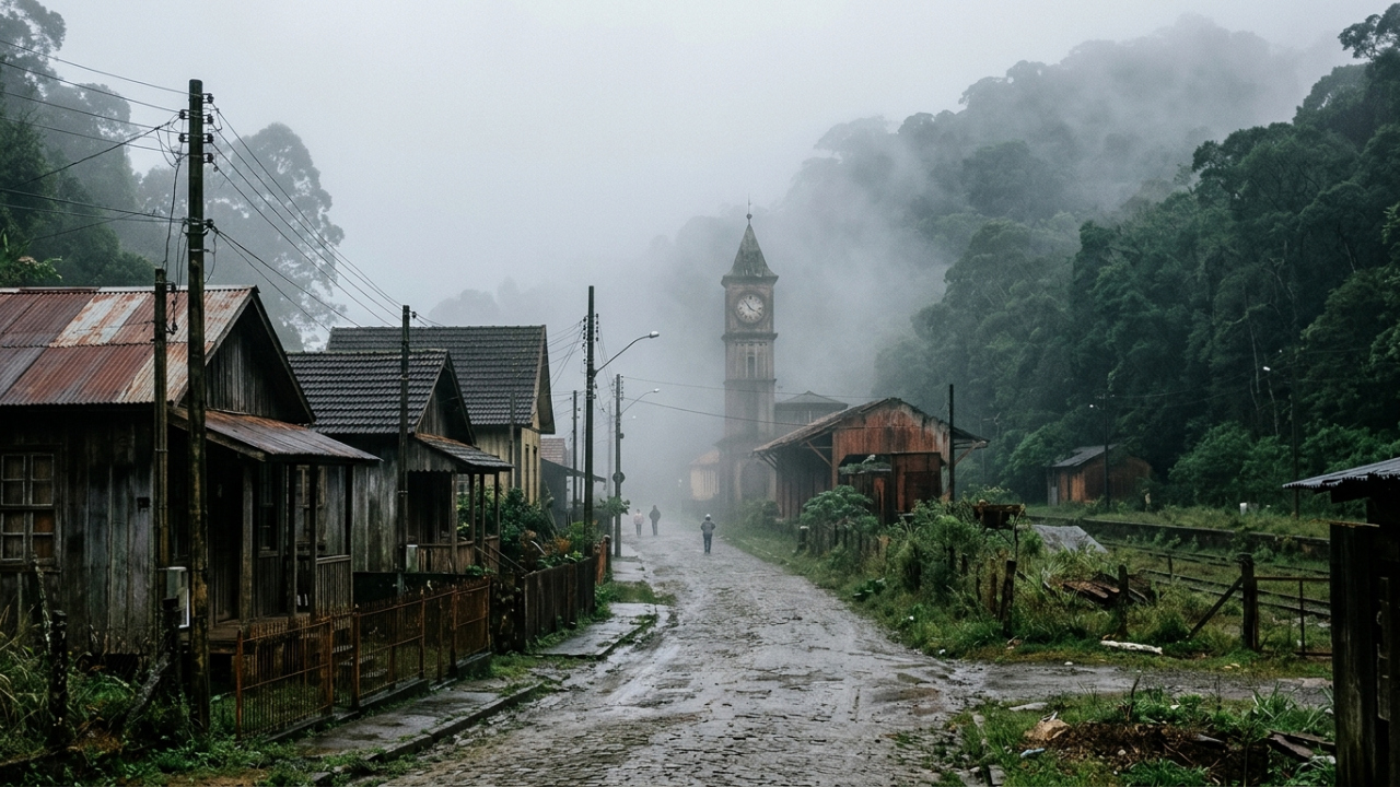 Uma vila inglesa foi construída no meio da Mata Atlântica brasileira, e até hoje a neblina cobre suas casas históricas e uma torre de relógio do século XIX