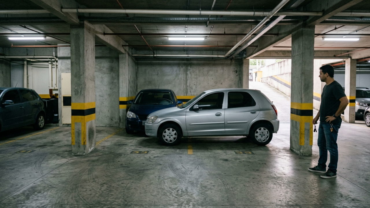Comprador fecha um apartamento na planta e só na entrega descobre que a vaga de garagem é “presa”, atrás do carro do vizinho