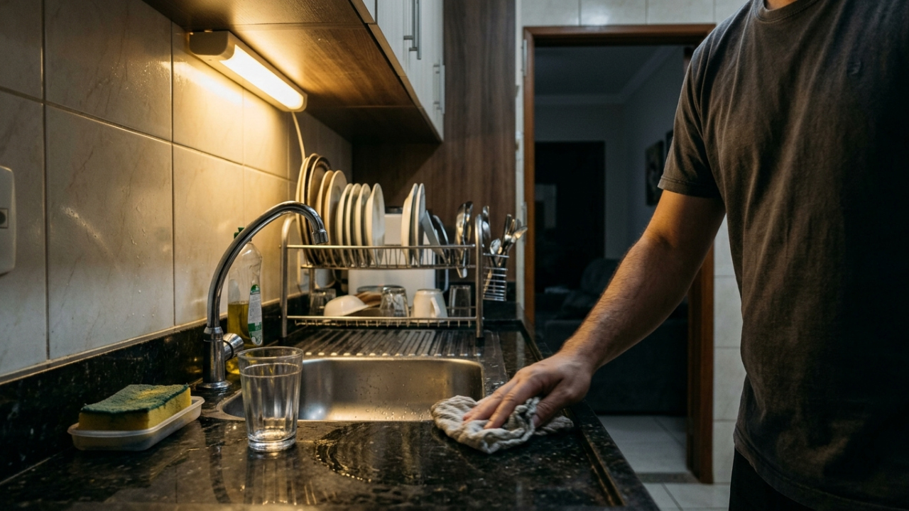 Segundo a psicologia, quem limpa a cozinha antes de dormir pode não estar sendo só organizado, mas preparando a mente para descansar