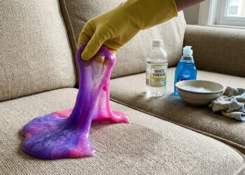Slime grudou no sofá ou no tapete? Profissional de higienização ensina o truque que solta sem manchar