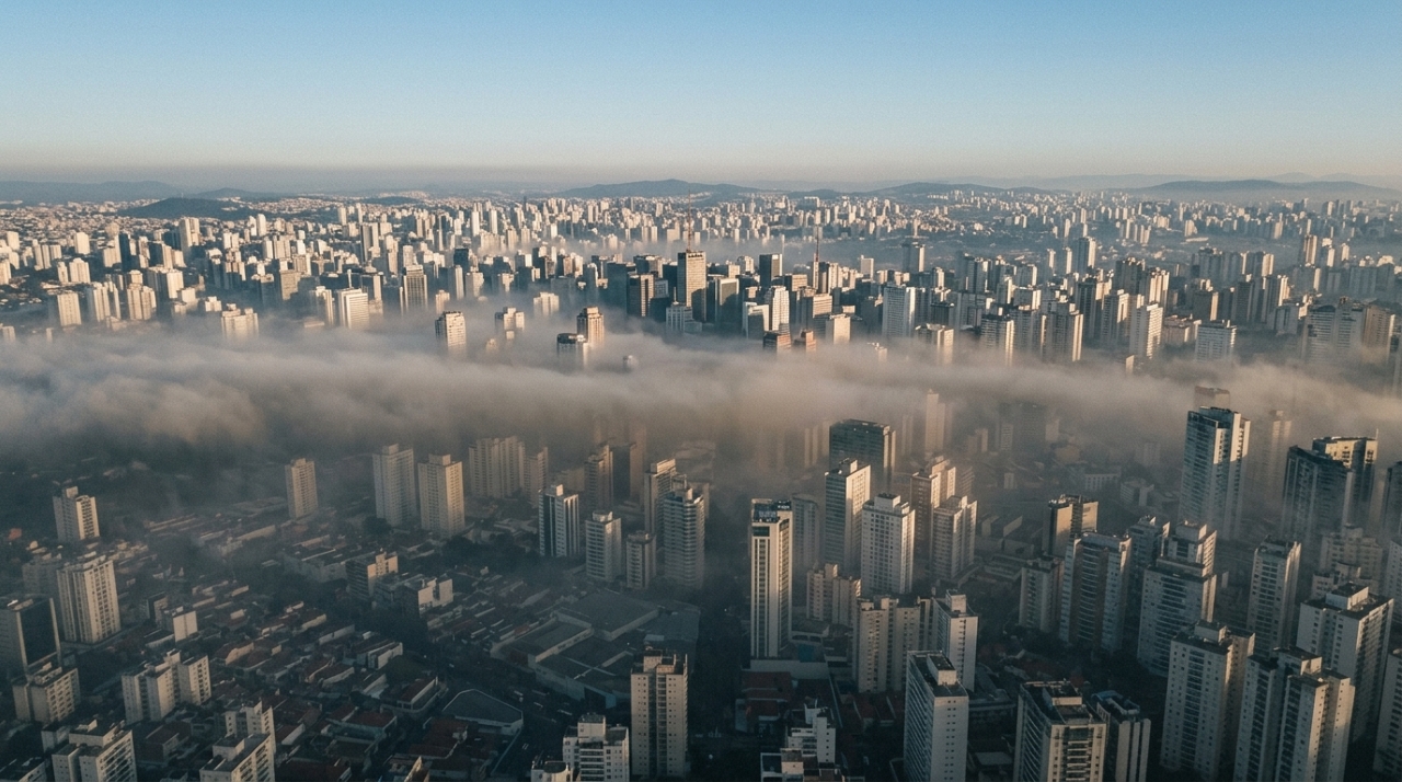 A inversão térmica que deixa o céu de São Paulo alaranjado no inverno funciona como uma tampa invisível sobre a cidade, e é o mesmo fenômeno que faz o cheiro do vizinho queimando lixo chegar mais forte à noite