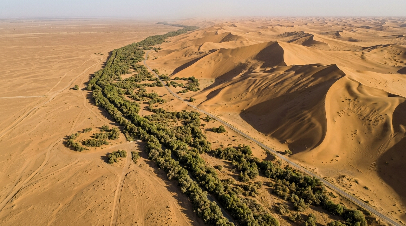 China ergue uma “nova muralha” com bilhões de árvores para segurar o avanço do deserto, e ela já aparece em imagens de satélite