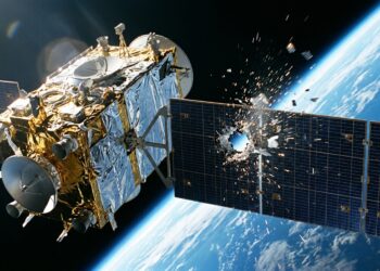 Um pedaço minúsculo de lixo espacial pode atingir um satélite com energia suficiente para causar danos porque dois objetos em órbita podem se encontrar a velocidades de muitos quilômetros por segundo