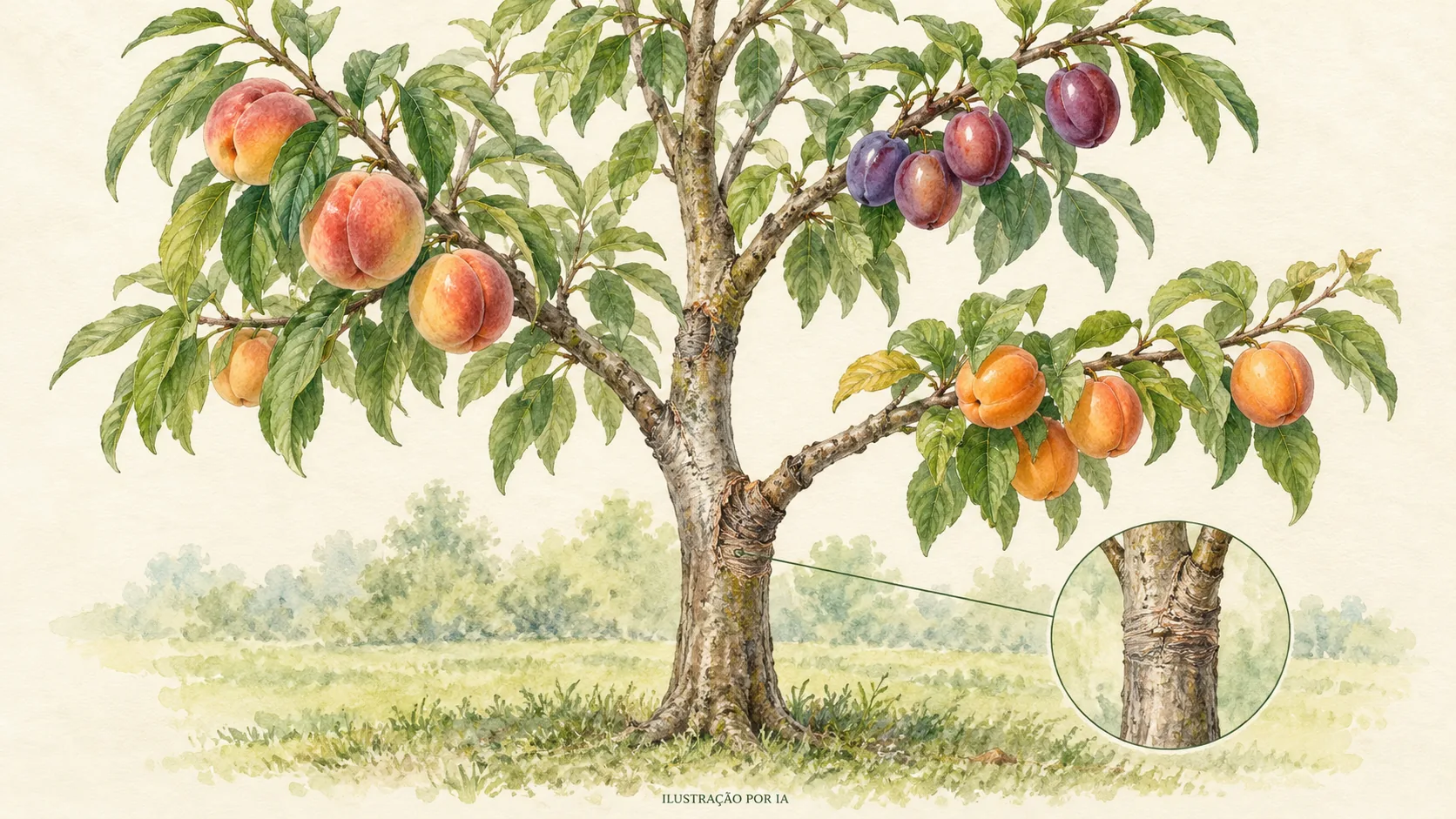 Uma árvore, 40 variedades de frutas: artista usa técnica antiga para ter pêssegos, ameixas e cerejas em galhos diferentes