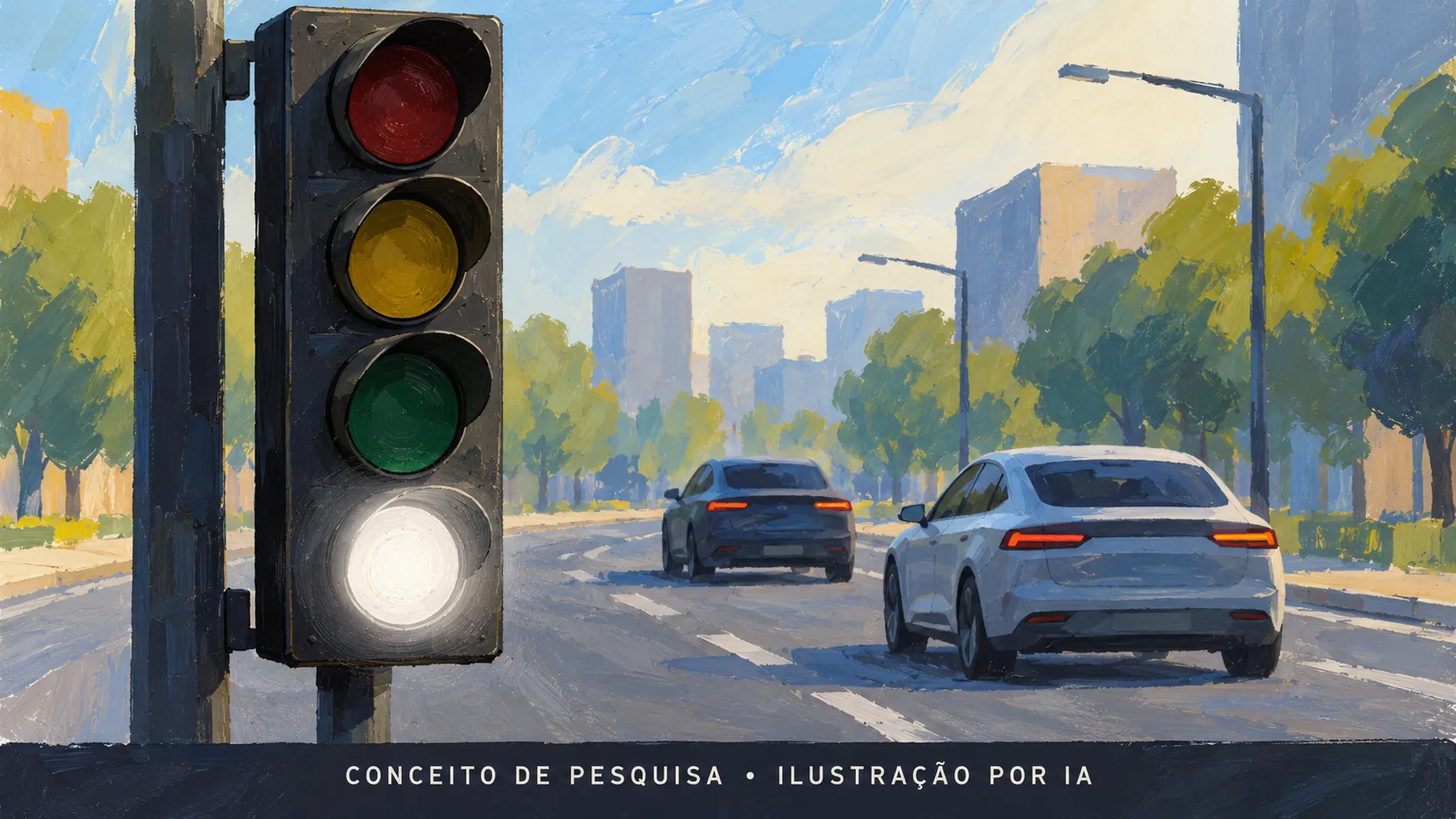Uma quarta luz no semáforo? A proposta faria o motorista seguir o carro da frente quando o branco acendesse