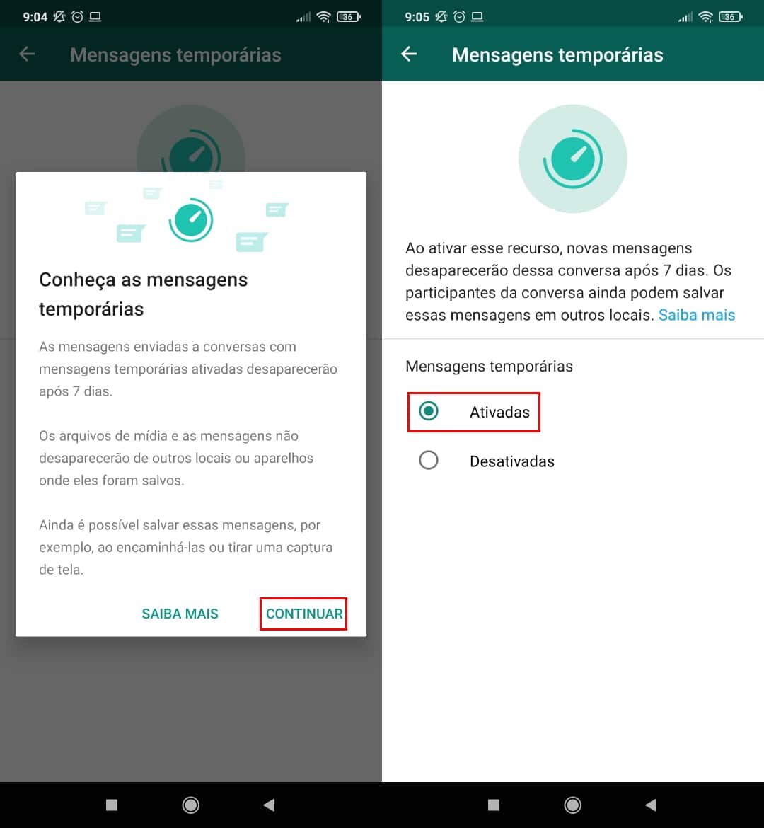 Como mandar mensagens temporárias no WhatsApp - Passo 3