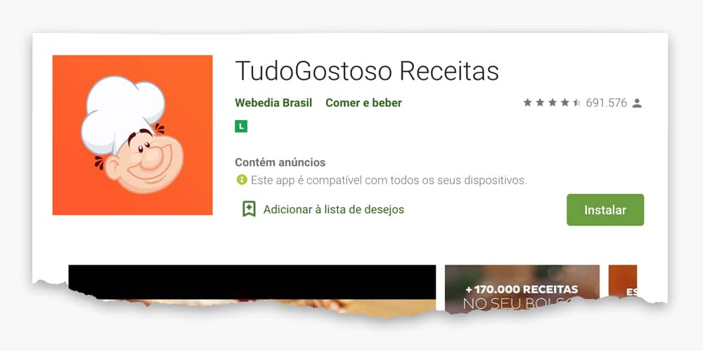 imagem do aplicativo tudo gostoso receitas