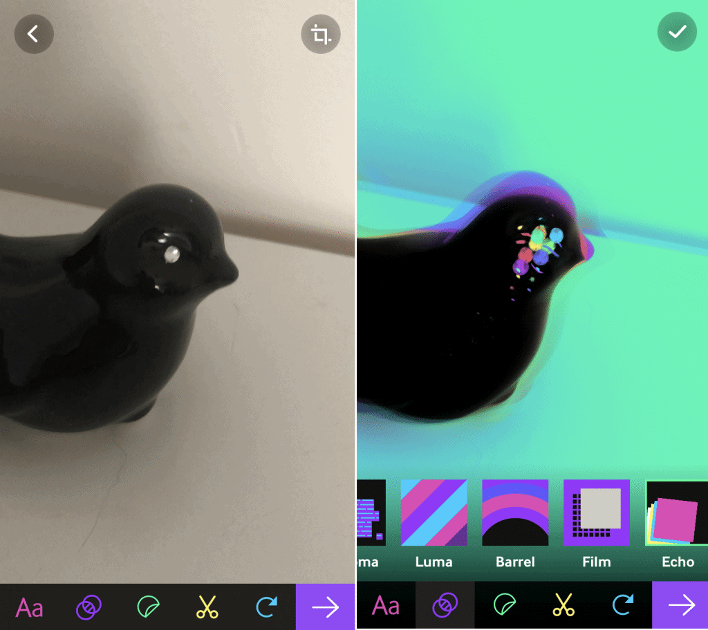 Captura de tela mostra uso do app Giphy