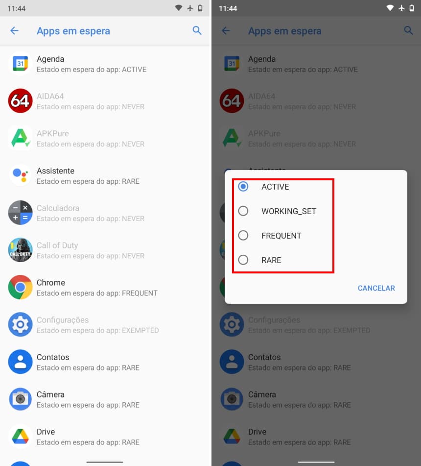 Como definir o nível dos aplicativos em espera no Android - Passo 5