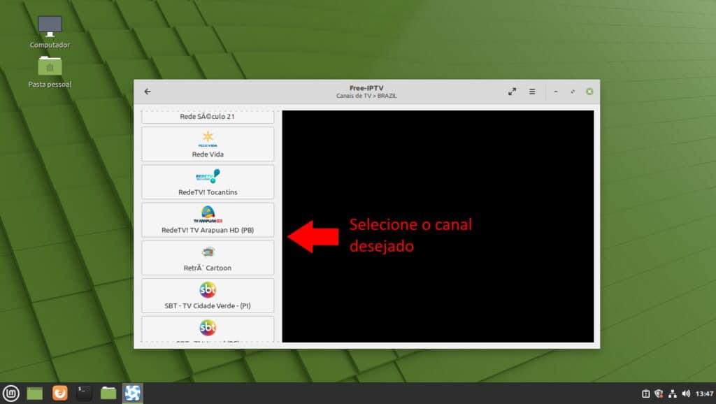 Como assistir a canais de TV aberta no Linux Mint - Passo 5