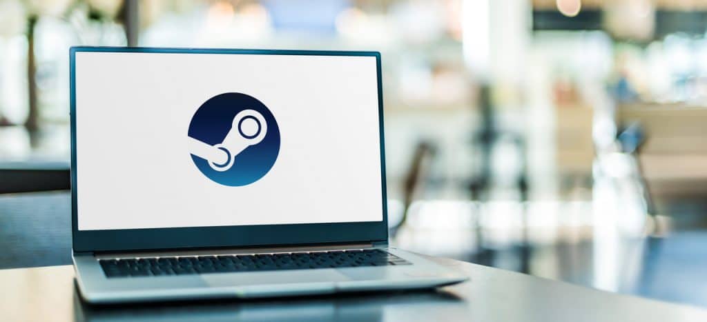 Notebook com logo da Steam, da Valve