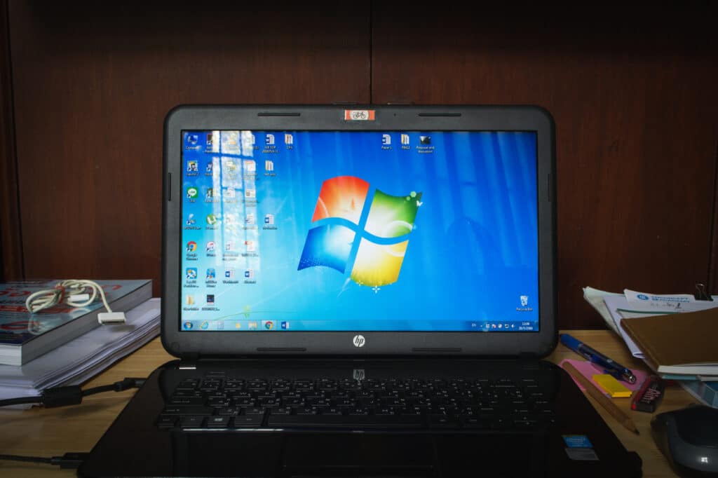 Windows 7 sendo executado em notebook