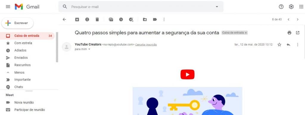Plataforma Gmail atual