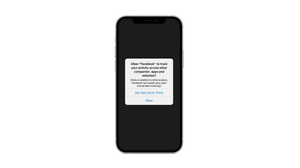 Alerta no iOS 14.5 solicitando ao usuário permissão para o rastreamento via IDFA.