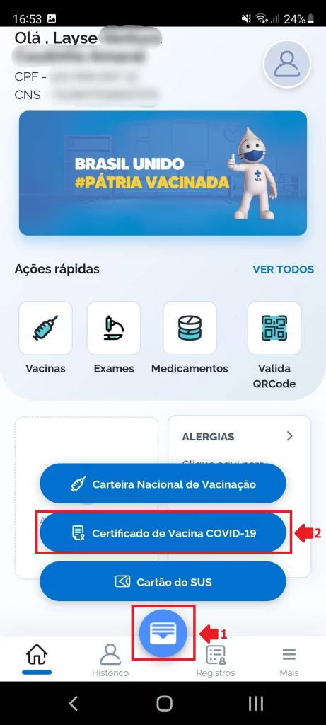 Como emitir certificado de vacina no Conecte SUS pelo celular