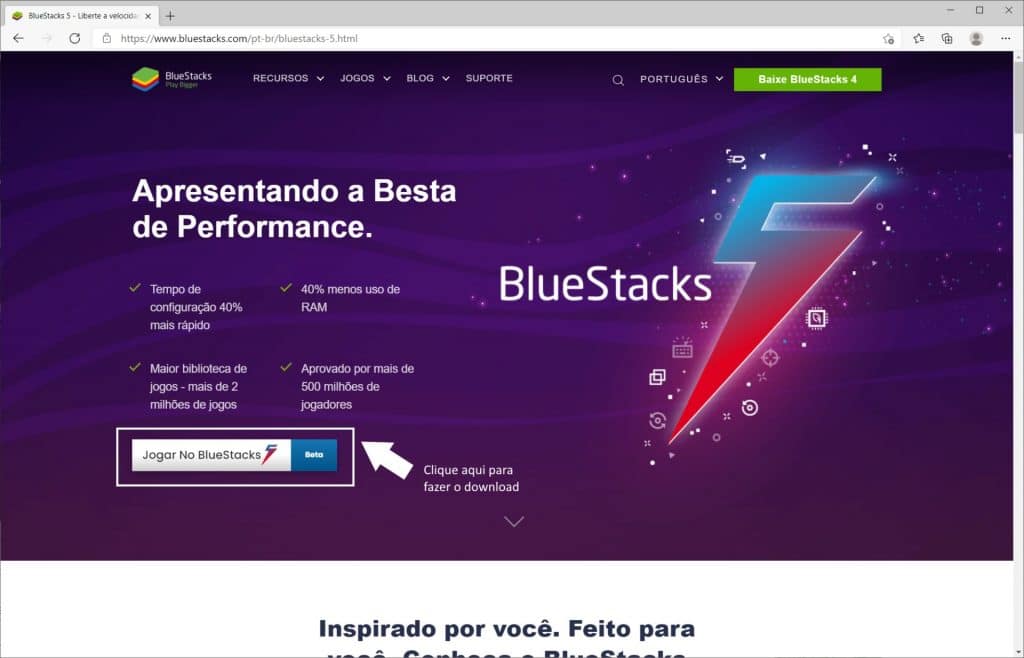 Como instalar BlueStacks 5 Beta - Passo 1