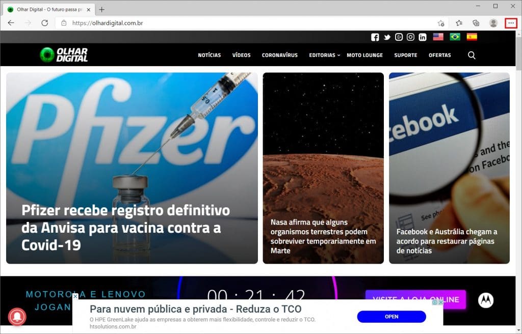 Como instalar um tema do Chrome no Microsoft Edge - Passo 1