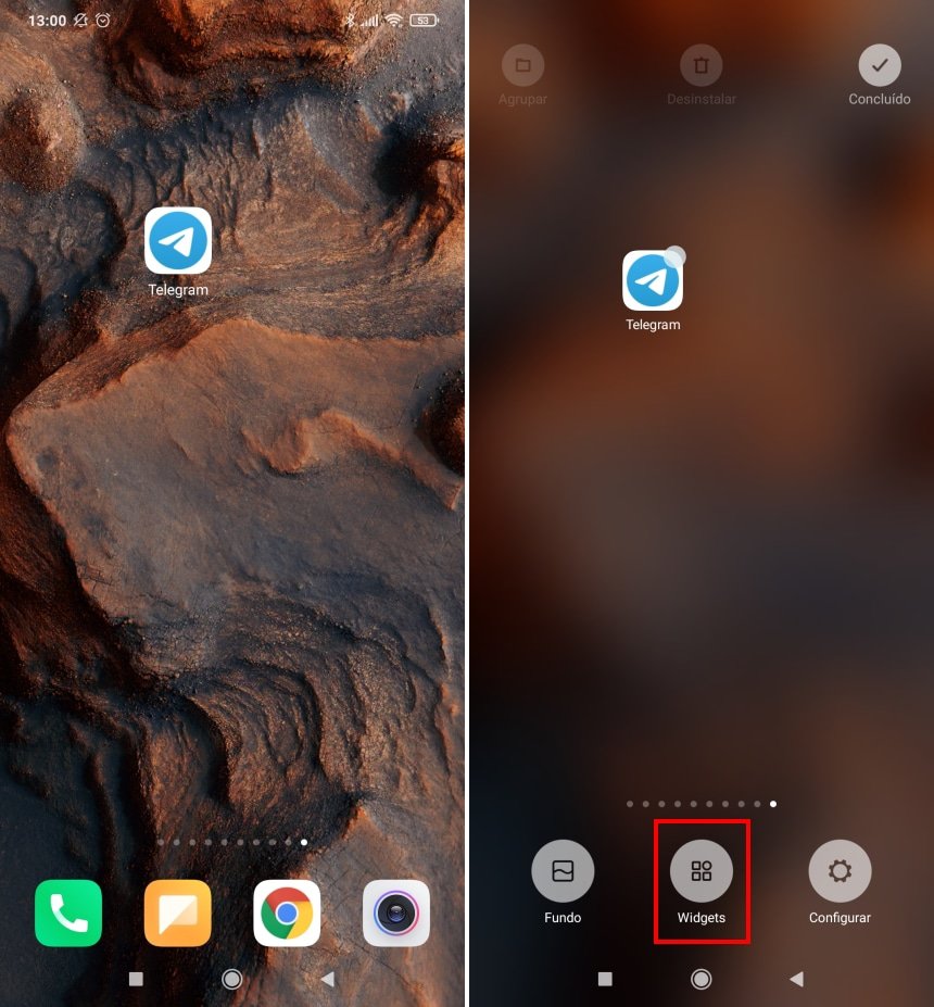 Como instalar o widget do Telegram - Passo 1