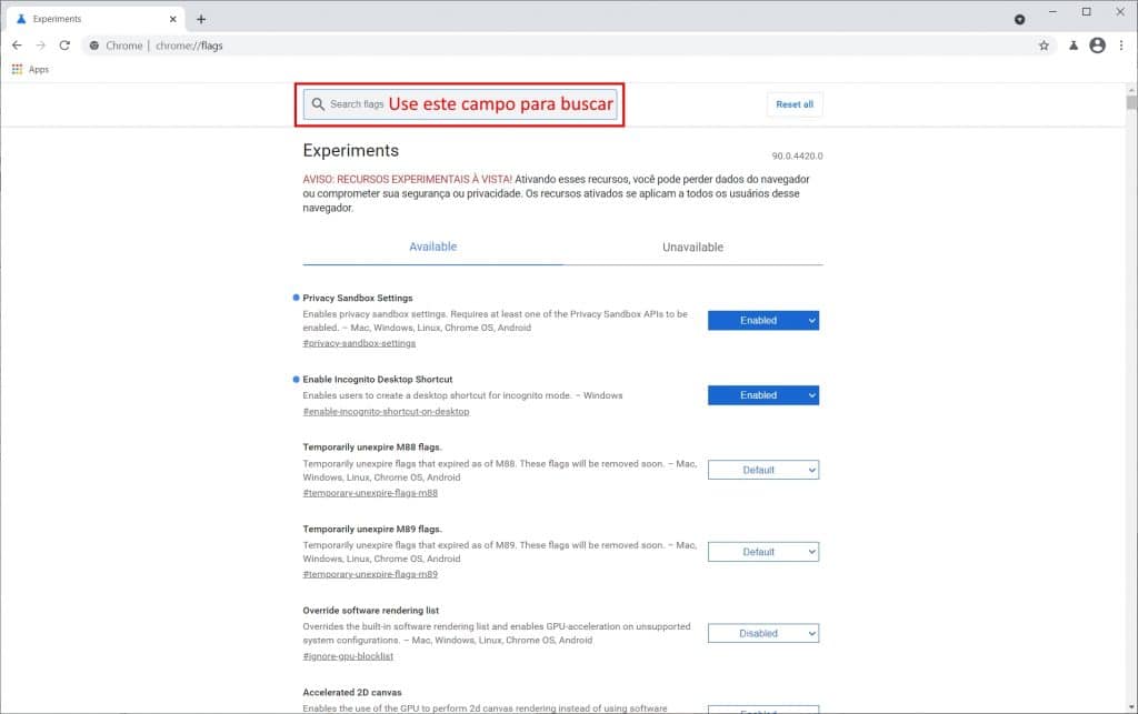 Como ativar o novo modo de exibição do Chrome para as guias abertas - Passo 2