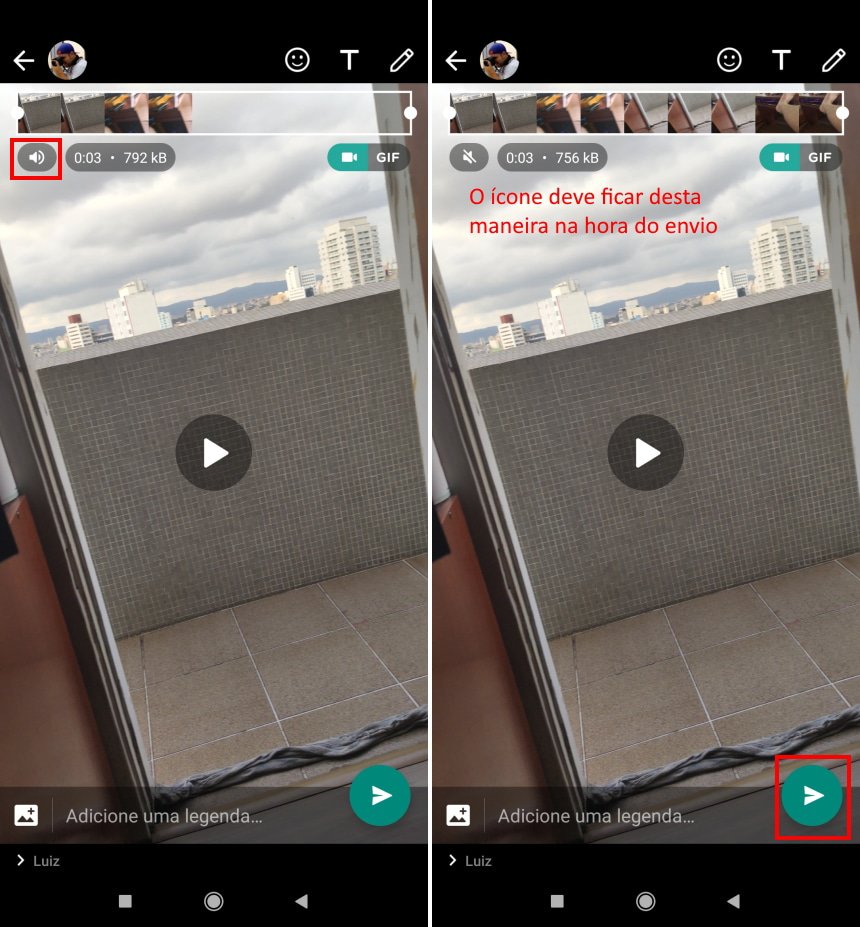 Como remover o som de um vídeo antes de enviá-lo no WhatsApp - Passo 4