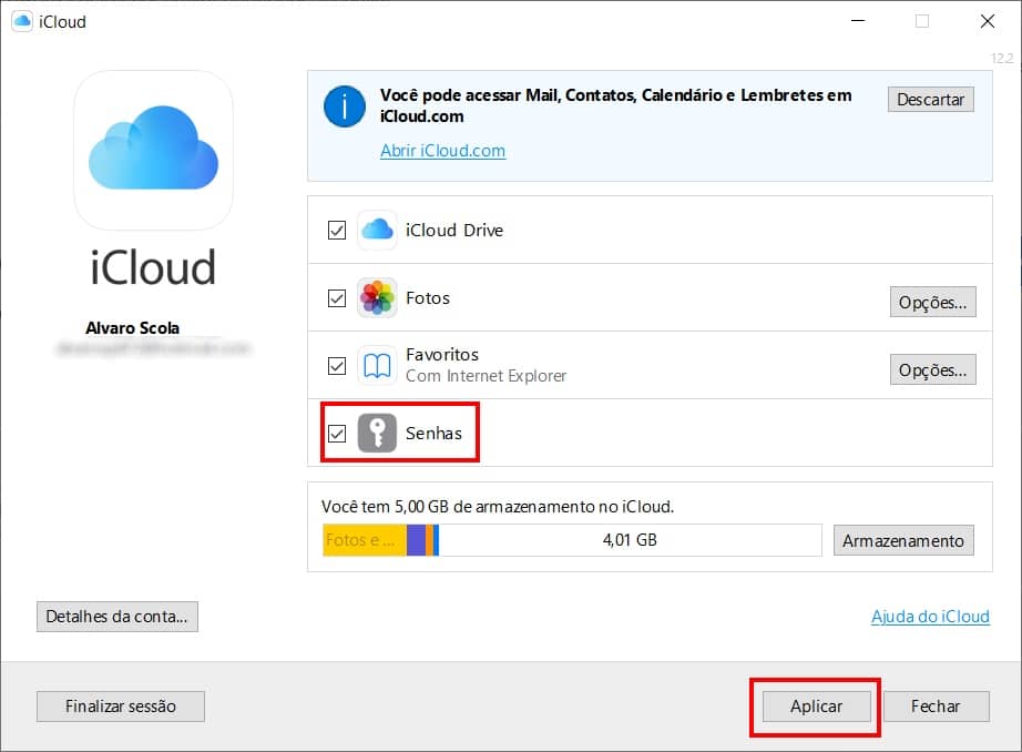 Como usar as senhas do iCloud no Chrome - Passo 6