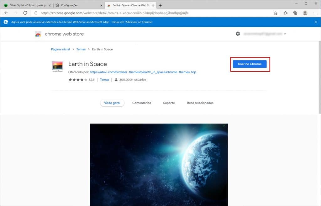 Como instalar um tema do Chrome no Microsoft Edge - Passo 7