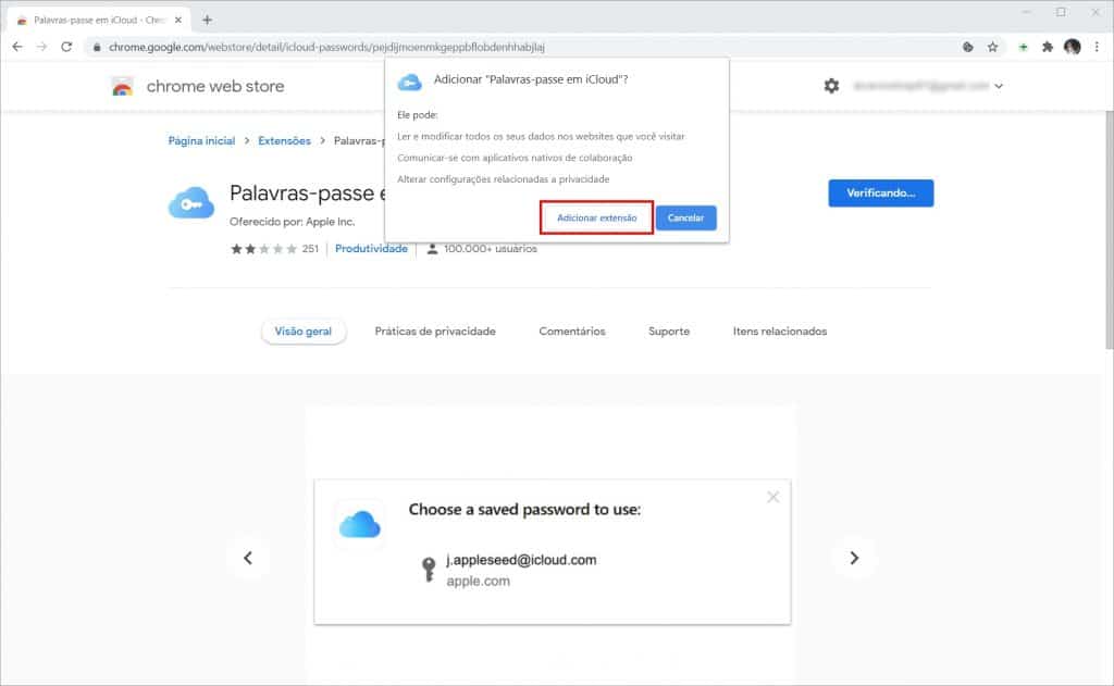 Como usar as senhas do iCloud no Chrome - Passo 8