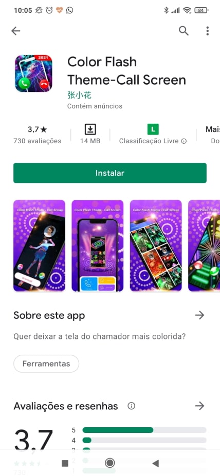 Possível aplicativo falso para Android