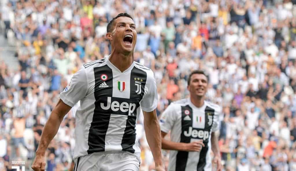 Cristiano Ronaldo, celebrando gol marcado pelo seu time Juventus