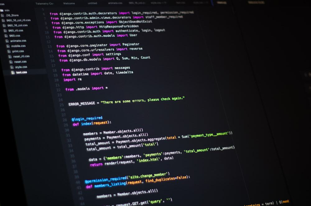 Software development, source code, Python Language Programming code. Writing code. Editor Code. Credits: Paolo Omero/Shutterstock