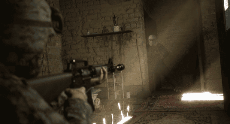 Cena do gameplay de 'Six Days in Fallujah', polêmico jogo sobre a Guerra do Iraque. Imagem: Ventura Games/Reprodução