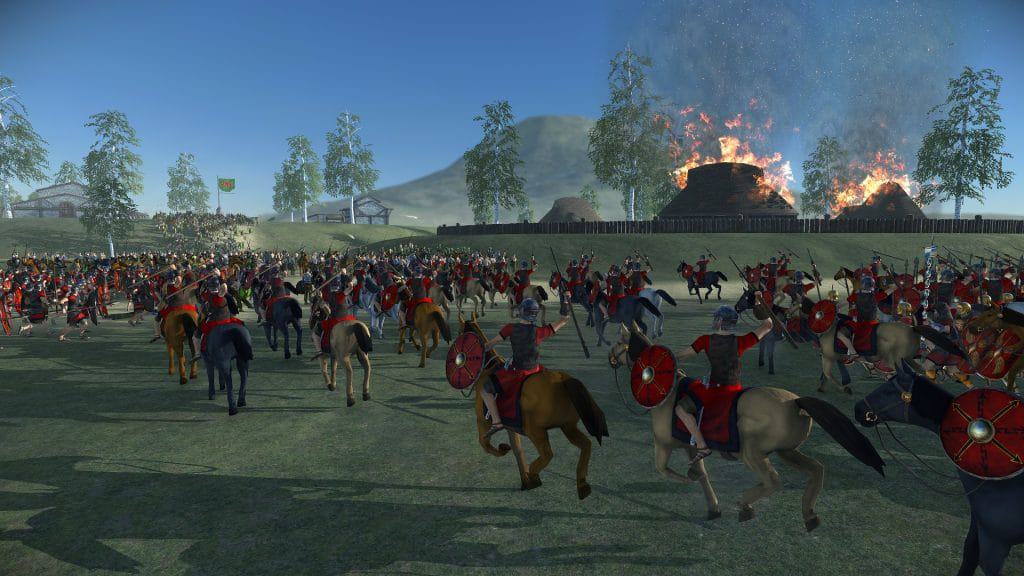 Cavalaria romana avança sobre os gauleses em 'Total War: Rome Remastered'. Imagem: Creative Assembly/Divulgação