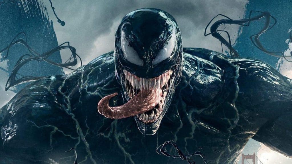 Imagem oficial de Venom, interpretado por Tom Hardy. Imagem: Sony Pictures/Divulgação