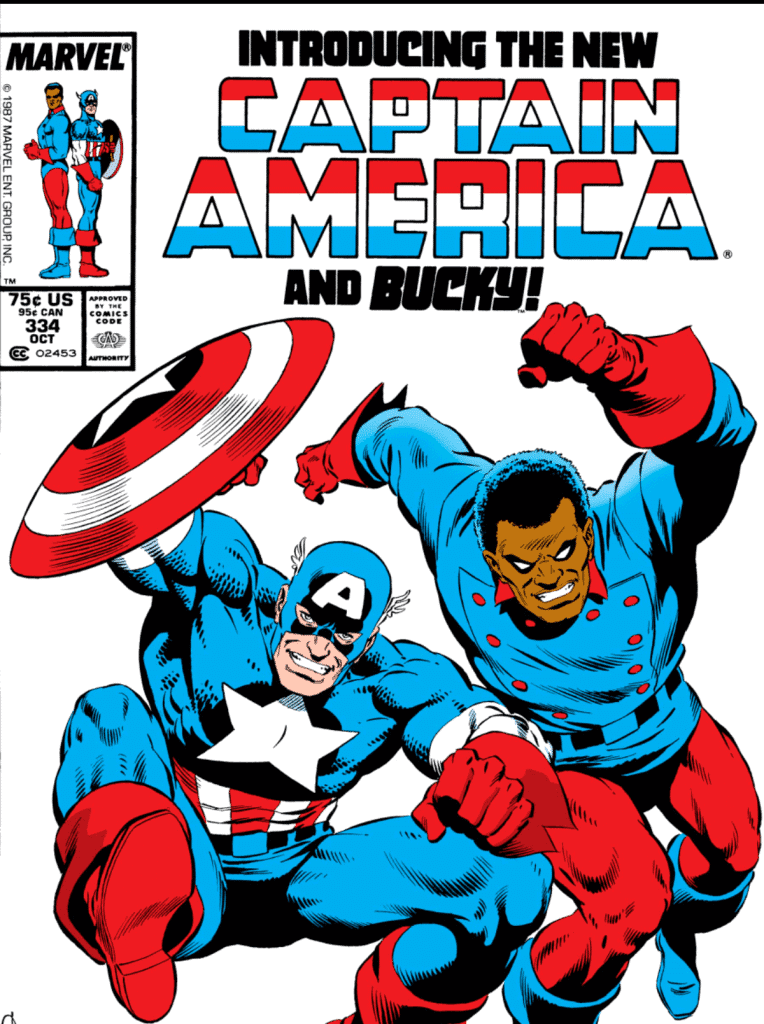 John Walker e Lemar Hoskins, como os novos Capitão América e Bucky, nas HQS da Marvel. Imagem: Marvel Comics/Reprodução
