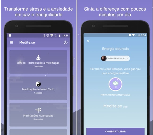 Screenshots do app Medite.se
