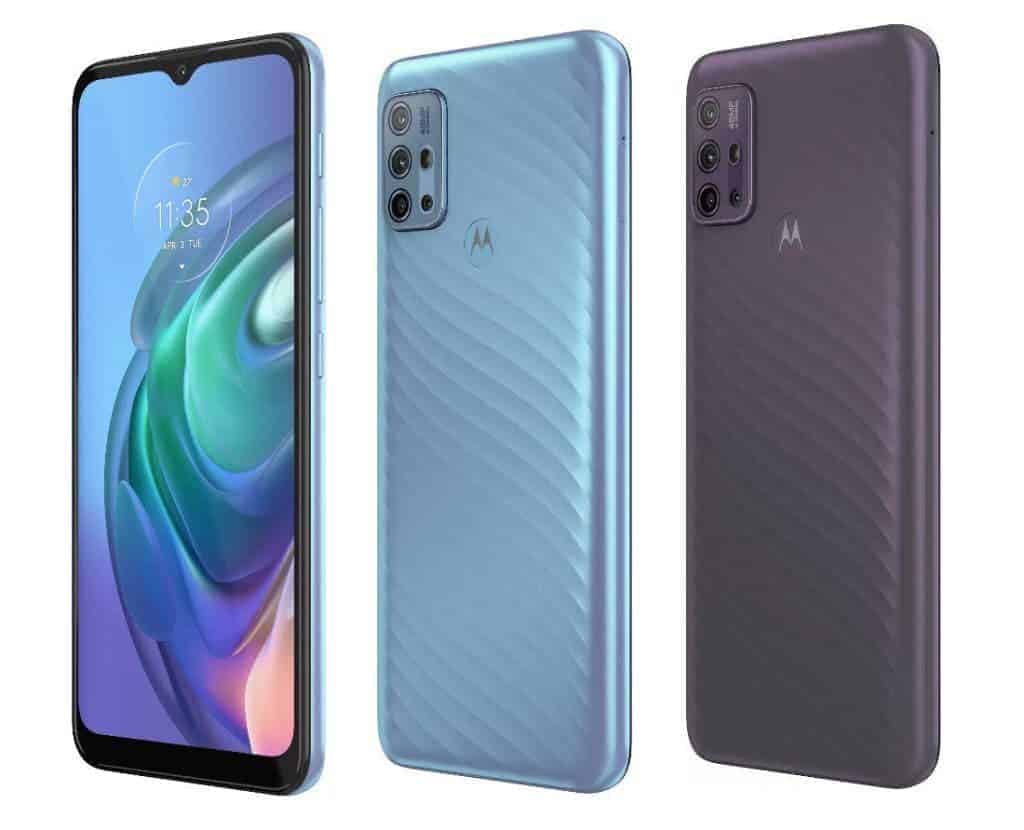 O Moto G10 Power estará disponível nas cores Aurora Gray (cinza) e Breeze Blue (azul). Imagem: Motorola