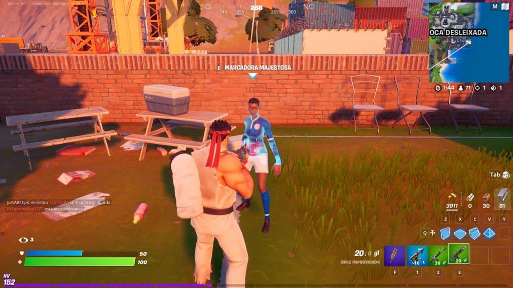 A Marcadora Majestosa é a personagem que fica na Doca Desleixada, parte das Tarefas de Neymar Jr. em 'Fortnite'. Imagem: Epic Games/Reprodução