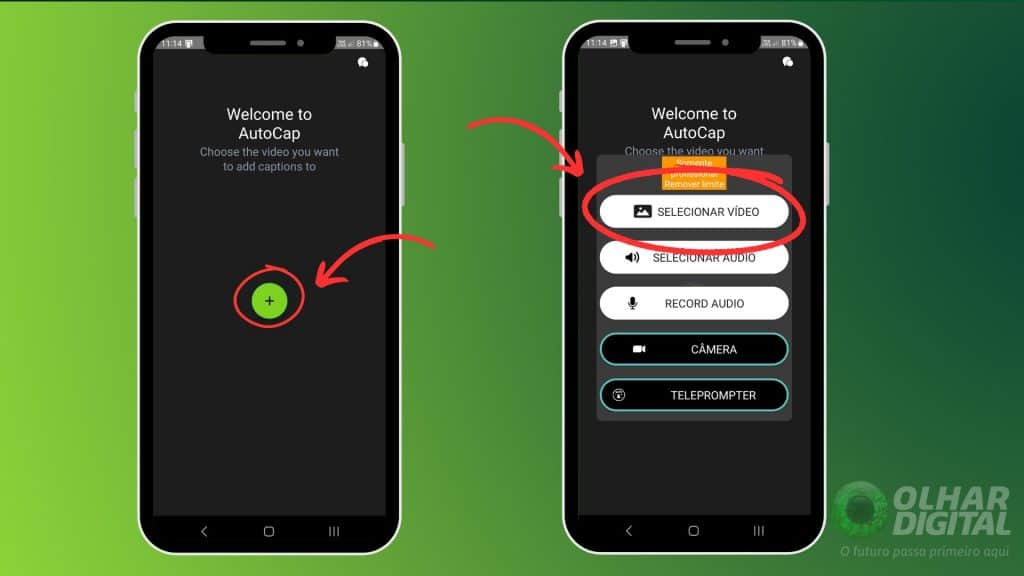 Inserir legenda pelo Autocap - Passo 1