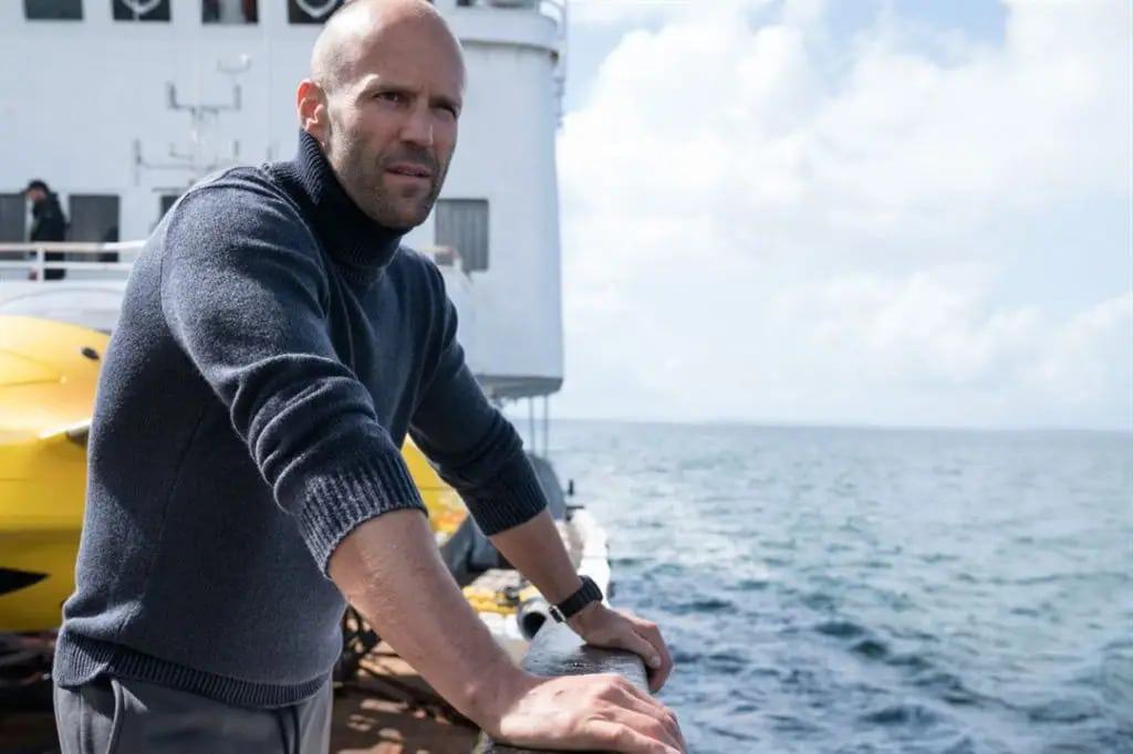 Jason Statham em 'Megatubarão' (2018). Imagem: Warner Bros. Pictures/Reprodução