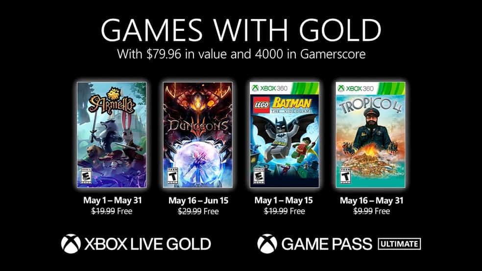 Jogos grátis de maio para Xbox. Imagem: Divulgação/Microsoft