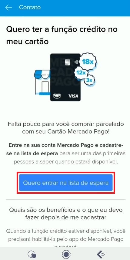 Passo para entrar na lista de espera