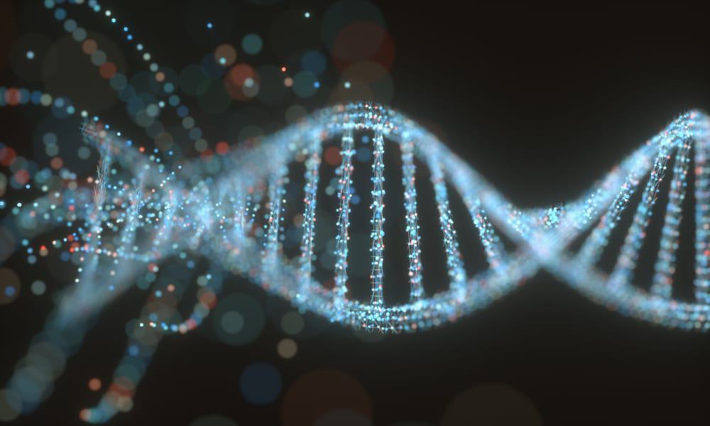 Ilustração 3D de uma molécula de DNA