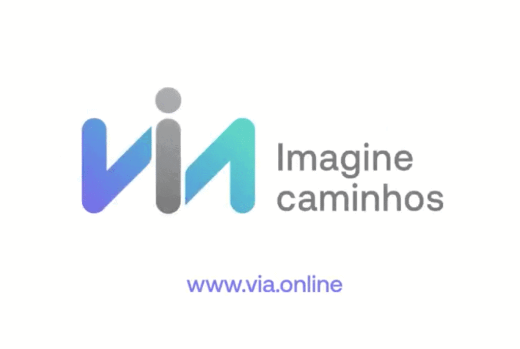 Imagem mostra o logotipo da empresa Via, nova marca da antiga Via Varejo.