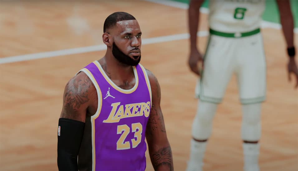 LeBron James, do Los Angeles Lakers, no 'NBA 2K21'. Imagem: 2k Sports/Divulgação
