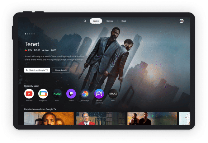 Imagem mostra o "Entertainment Space", nova interface para tablets que o Google colocará no lugar no Discover