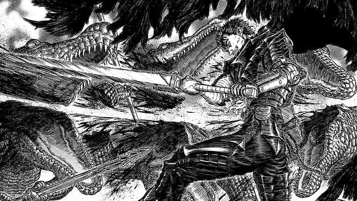 'Berserk': inspirado na Europa medieval, o enredo da obra de Miura é cheio de detalhes, fator que chamou a atenção de fãs. Imagem: Hakusensha/Reprodução